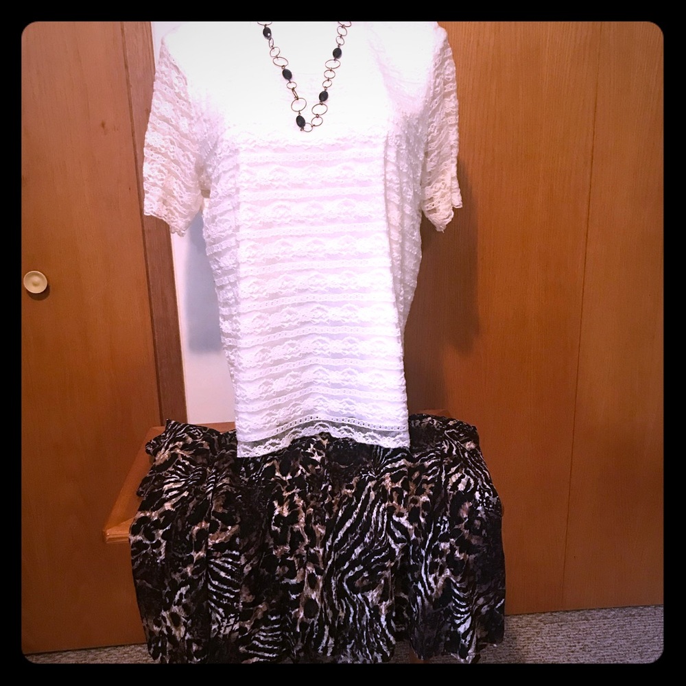 Lace dress shirt, beige, fully lined